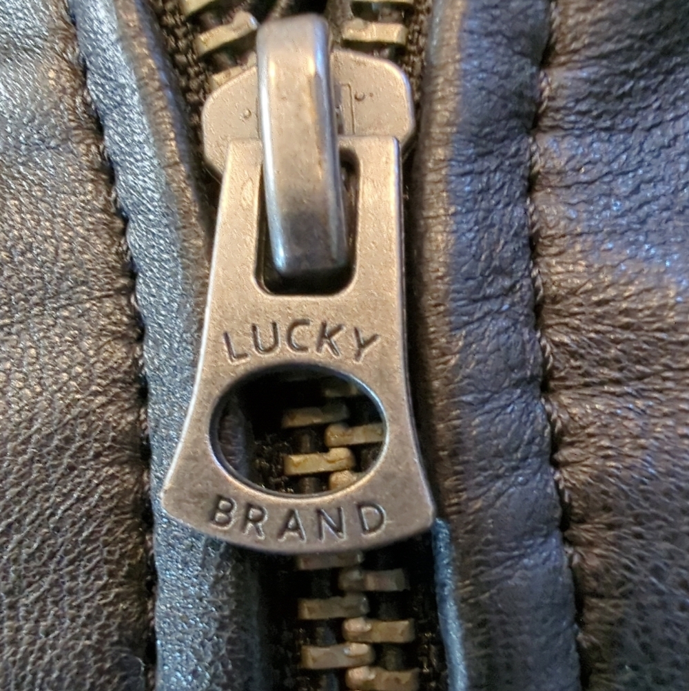 Lucky Brand Lamb Leather Classic Full Zip Moto Jacket Size XS Black EUC - Picture 7 of 8
